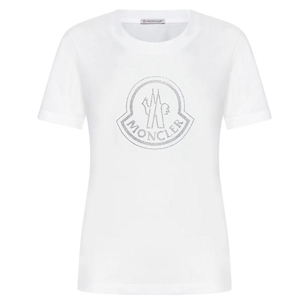 Moncler White Logo Short Sleeve Tee